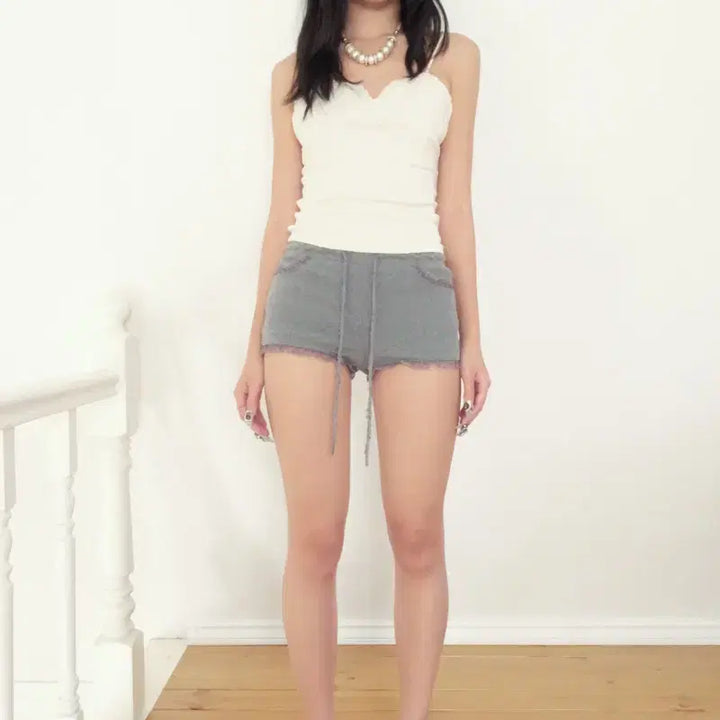 [BUNJANG] Pudding Lace Shorts / 루즈슬립오버 푸딩 레이스 숏츠