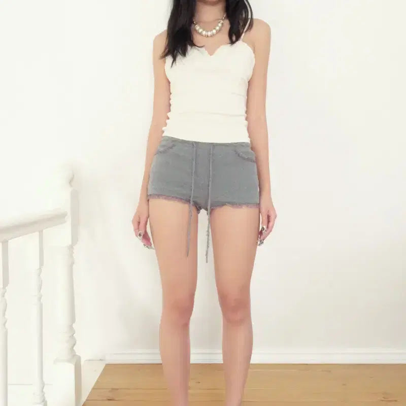 [BUNJANG] Pudding Lace Shorts / 루즈슬립오버 푸딩 레이스 숏츠