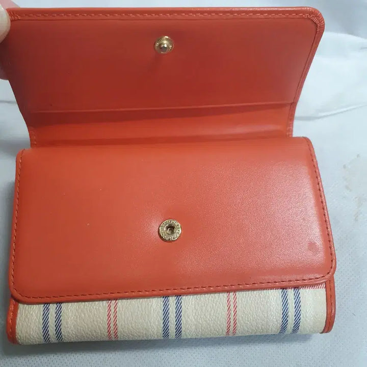 [SOLD OUT] 빈폴 체크 패턴 여성 반지갑 오렌지색상