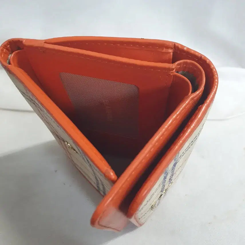 [SOLD OUT] 빈폴 체크 패턴 여성 반지갑 오렌지색상