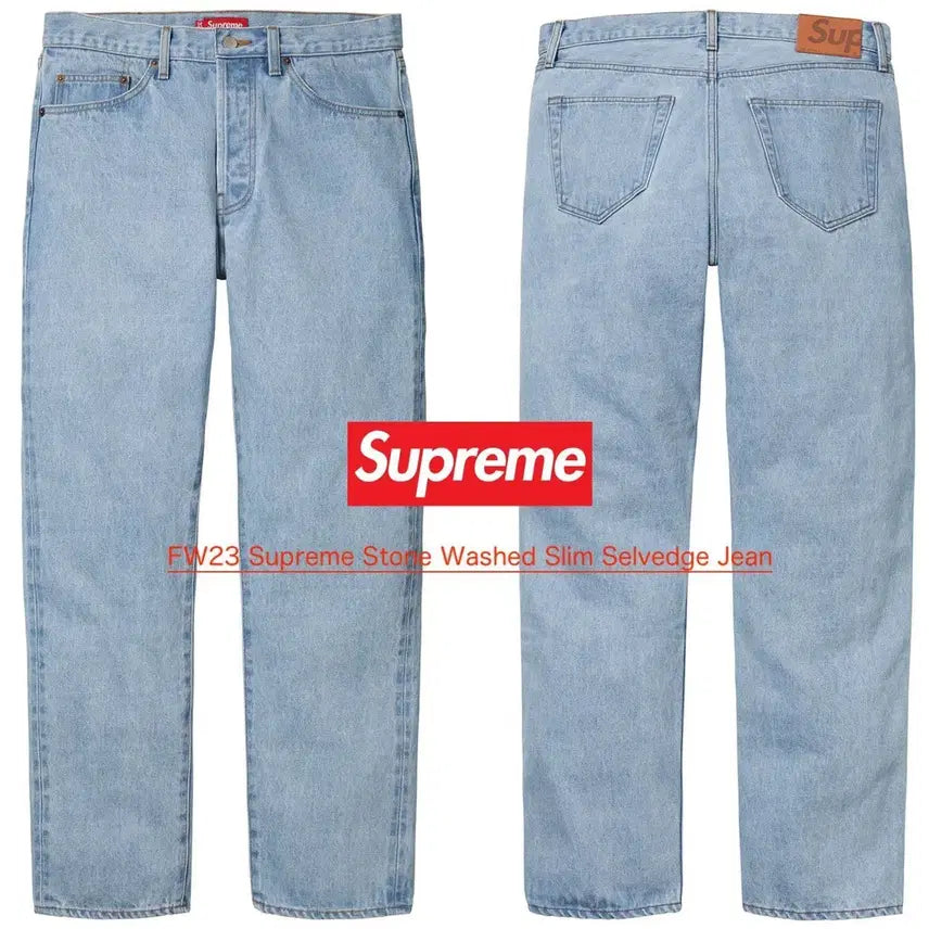 [BUNJANG] Supreme Japan Made Stone Washed Selvedge Denim Jeans / [A+등급 34] 슈프림 23SS 제팬메이드 스톤워시드 슬림핏 셀비지데님