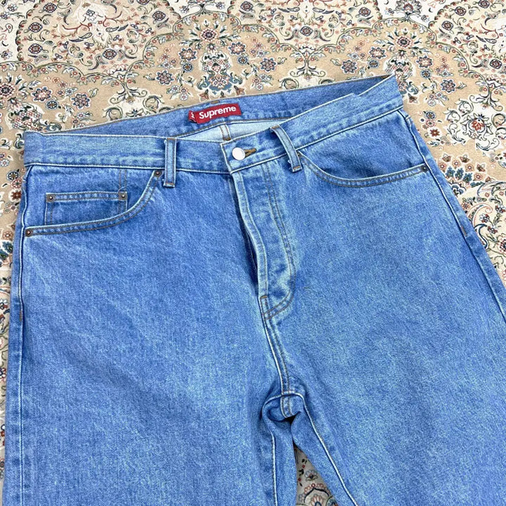 [BUNJANG] Supreme Japan Made Stone Washed Selvedge Denim Jeans / [A+등급 34] 슈프림 23SS 제팬메이드 스톤워시드 슬림핏 셀비지데님