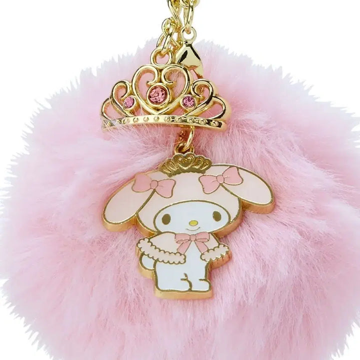 [BUNJANG] My Melody Boa Fur Tiara Bag Charm Keyring / 일본정품 마이멜로디 보아털 설레는 티아라 백참 키링