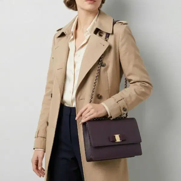 [BUNJANG] Ferragamo Vara Ribbon Chain Bag Purple / 페라가모 바라 리본 체인백 퍼플/ 고급컬러/구성O 상태좋음