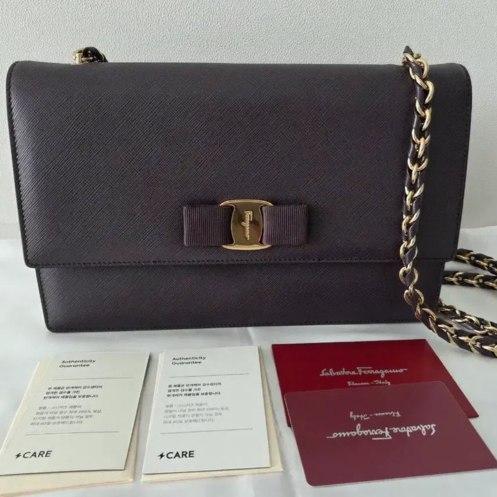 [BUNJANG] Ferragamo Vara Ribbon Chain Bag Purple / 페라가모 바라 리본 체인백 퍼플/ 고급컬러/구성O 상태좋음