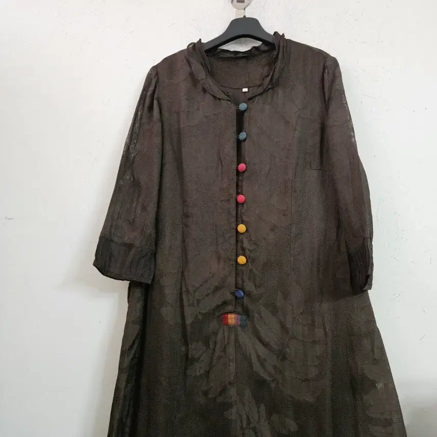 [BUNJANG] Dyed Rayon Brown Pattern Long Dress / 염색인견 브라운 패턴 롱 원피스.55