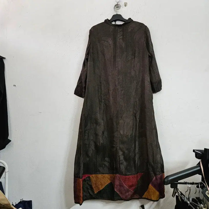 [BUNJANG] Dyed Rayon Brown Pattern Long Dress / 염색인견 브라운 패턴 롱 원피스.55