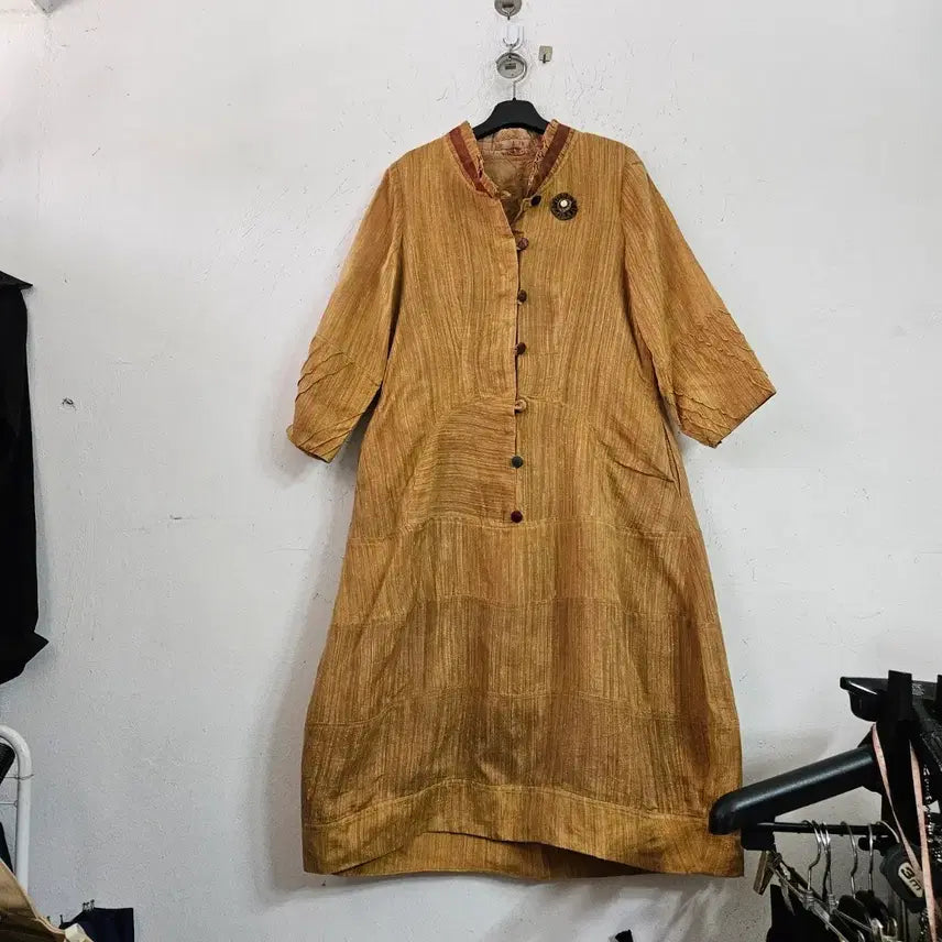 [BUNJANG] Unbranded Brown Tone Long Dress 55 / 염색마 브라운 톤 롱 원피스55