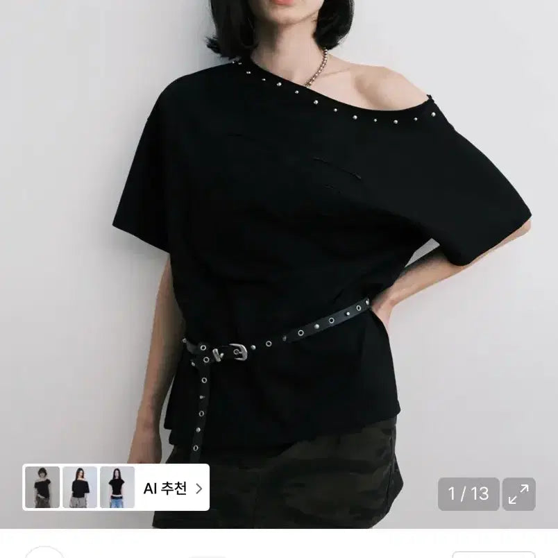 [BUNJANG] Midnight Move 89 Rivet Black Short Sleeve T-shirt / 미드나잇무브 89 리벳 반팔 티셔츠 블랙