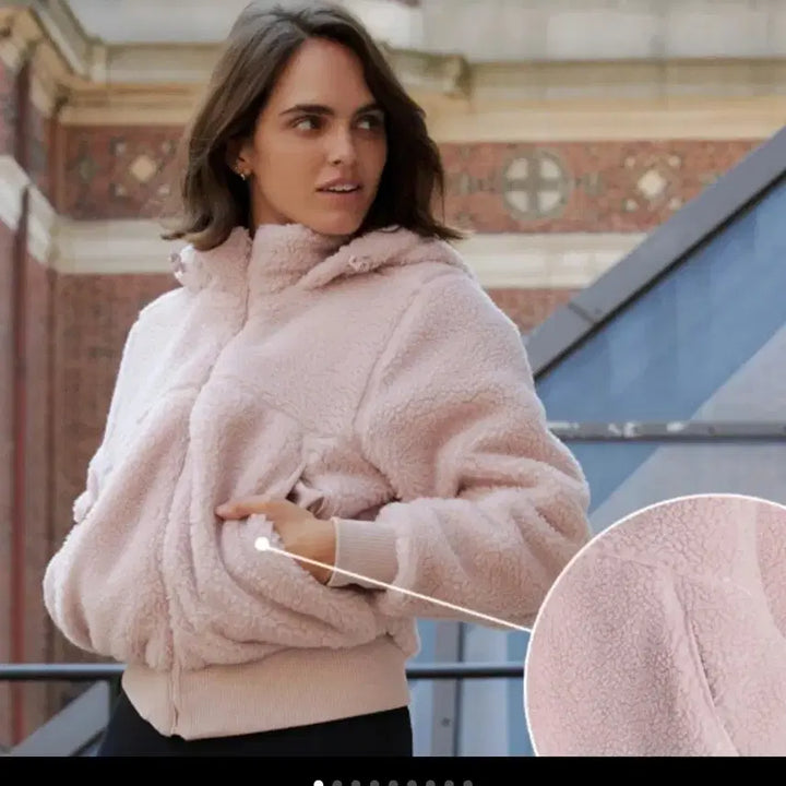 [BUNJANG] Pink Sherpa Hoodie Jacket / 핑크색 뽀글이 후드 집업 자켓