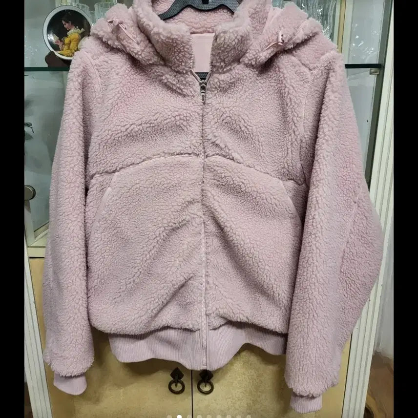 [BUNJANG] Pink Sherpa Hoodie Jacket / 핑크색 뽀글이 후드 집업 자켓