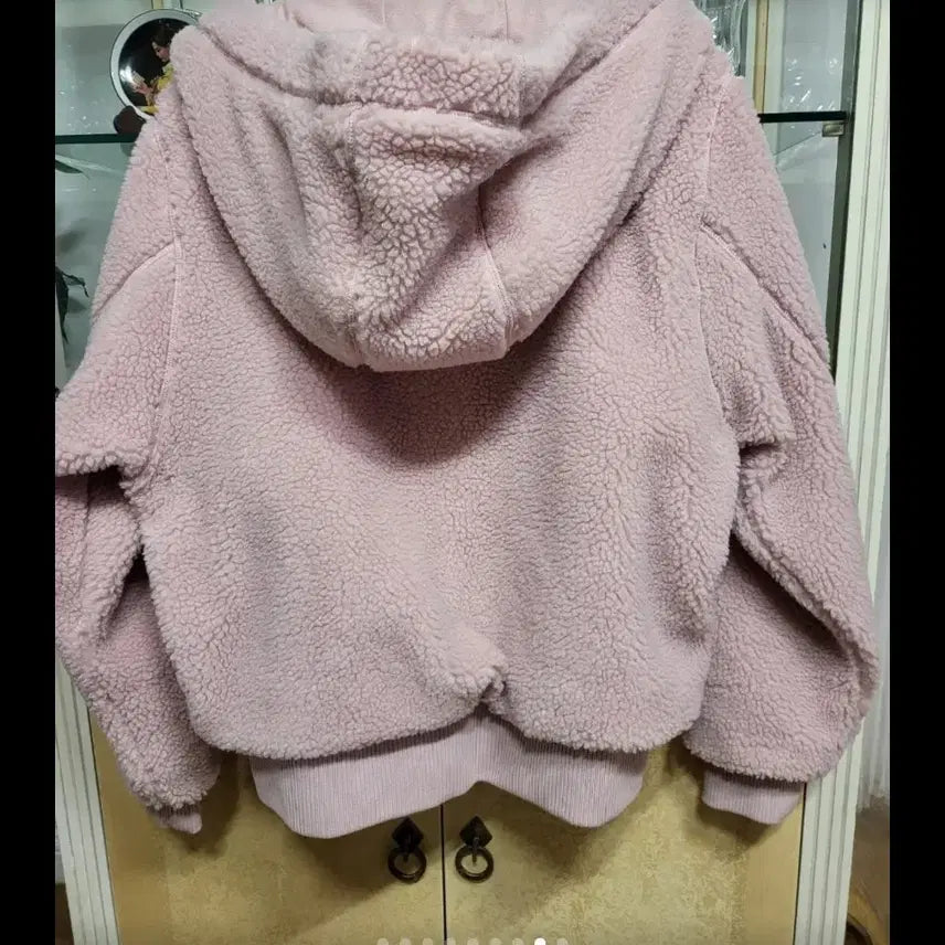 [BUNJANG] Pink Sherpa Hoodie Jacket / 핑크색 뽀글이 후드 집업 자켓