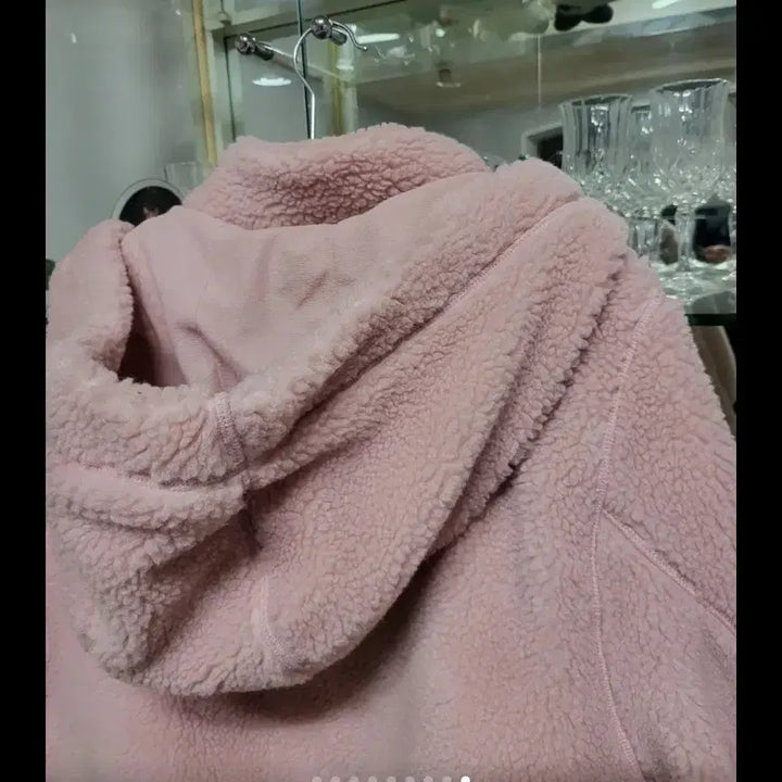 [BUNJANG] Pink Sherpa Hoodie Jacket / 핑크색 뽀글이 후드 집업 자켓