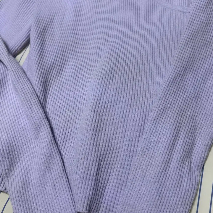 [BUNJANG] Pebit Lab Reversible Knit Top / 퍼빗 랩 니트 앞뒤착용 라일락