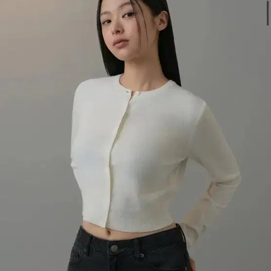 [BUNJANG] Musinsa Standard Lambswool Crop Cardigan Ivory L / 무신사스탠다드 램스울 크롭 가디건 아이보리 L사이즈