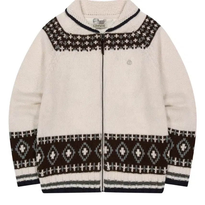 [BUNJANG] Koiseio Kowichan Knit Jacket Ivory / 코이세이오 코위찬 니트 자켓 아이보리