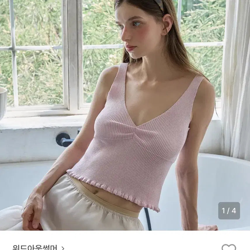 [BUNJANG] WeAreSome Lily Frill Sleeveless Knit Top / 위아썸 lily 릴리 프릴 슬리브리스 니트 핑크