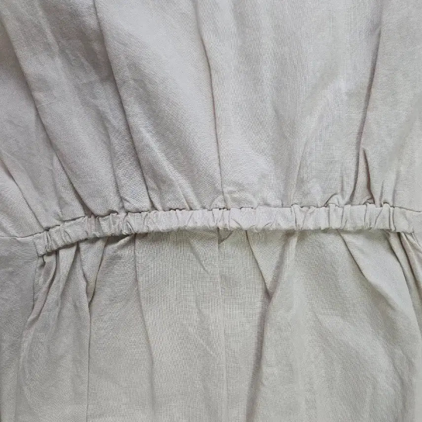 [BUNJANG] Ivory Linen Banded Long Dress / 아이보리 린넨 반팔 롱 원피스