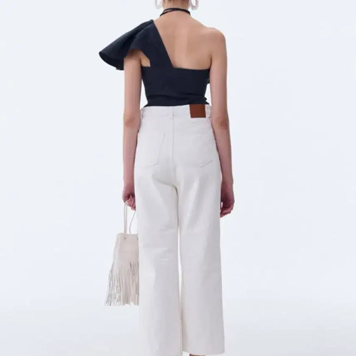 [BUNJANG] Recto One-Shoulder Blouse Top M Navy / 렉토 원숄더 블라우스탑