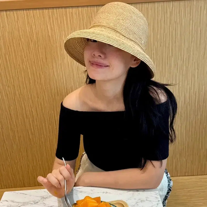 [BUNJANG] H&amp;M Off-Shoulder Ribbed Knit Top / H&amp;M 블랙 오프숄더 골지 반팔 니트 US S