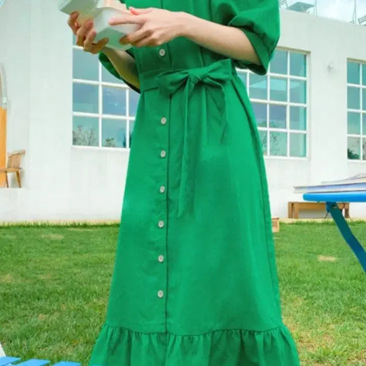 [BUNJANG] Gongguwoman Linen Long Dress / 공구우먼 린넨 롱원피스