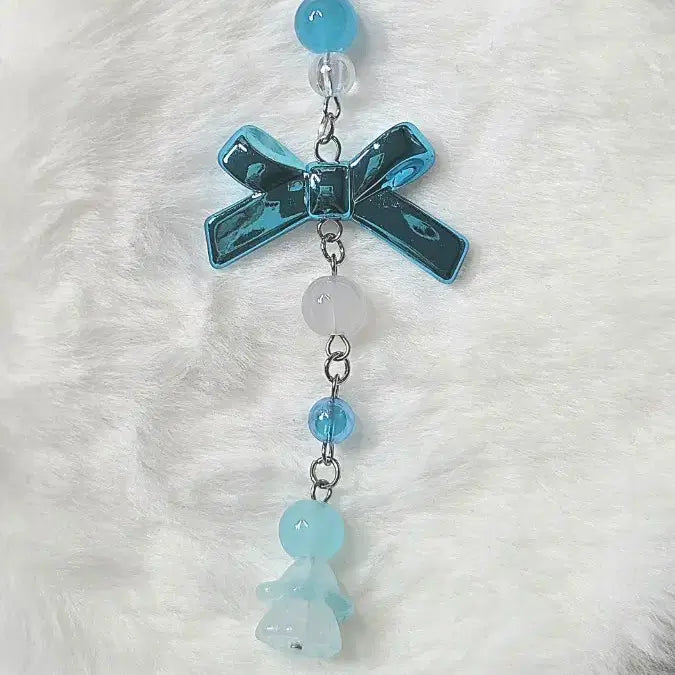 [BUNJANG] Blue Ribbon Phone Charm / 파란 리본 핸드폰 키링
