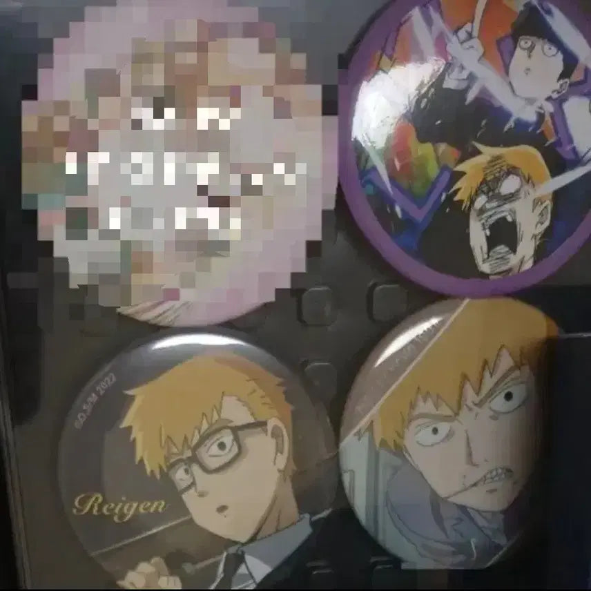 [BUNJANG] Mob Psycho 100 Reigen Arataka 3-Piece Can Badge Set / 모브사이코100 몹싸 레이겐 캔뱃지 3종