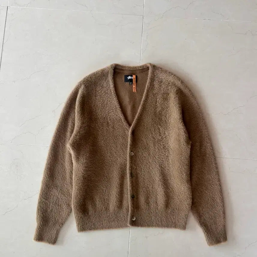 [BUNJANG] Stussy Shaggy Cardigan Taupe M / Stussy 스투시 샤기 (쉐기) 가디건 토프 M