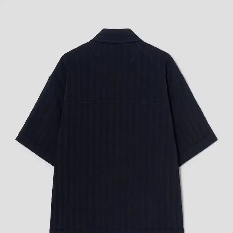[BUNJANG] Juun.J High Ridge Wool Zip-Up Short Sleeve Shirt - Navy / 준지 하이 릿지 울 집업 숏슬리브 셔츠 - 네이비