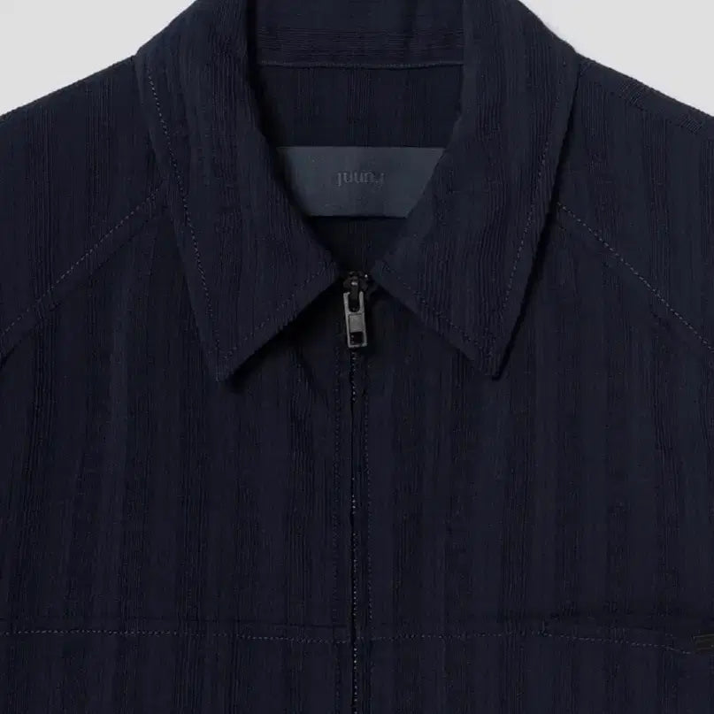 [BUNJANG] Juun.J High Ridge Wool Zip-Up Short Sleeve Shirt - Navy / 준지 하이 릿지 울 집업 숏슬리브 셔츠 - 네이비