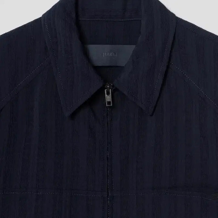 [BUNJANG] Juun.J High Ridge Wool Zip-Up Short Sleeve Shirt - Navy / 준지 하이 릿지 울 집업 숏슬리브 셔츠 - 네이비