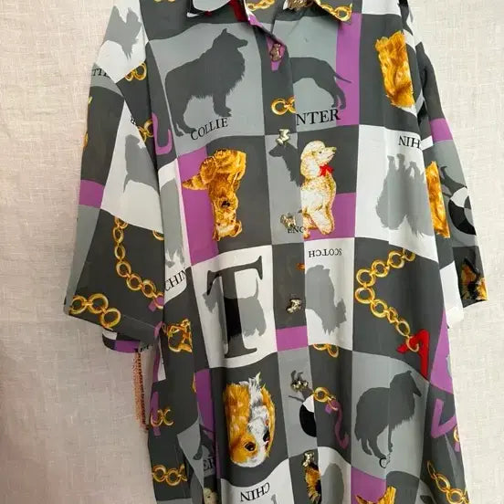 [BUNJANG] Vintage Japanese Dog Print Shirt / 일본 빈티지 강아지 셔츠