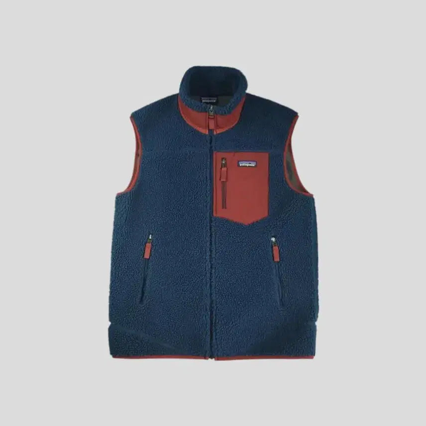 [SOLD OUT] 파타고니아 18시즌 네이비 버건디 배색 체스트포켓 덤블 뽀글이 레트로X