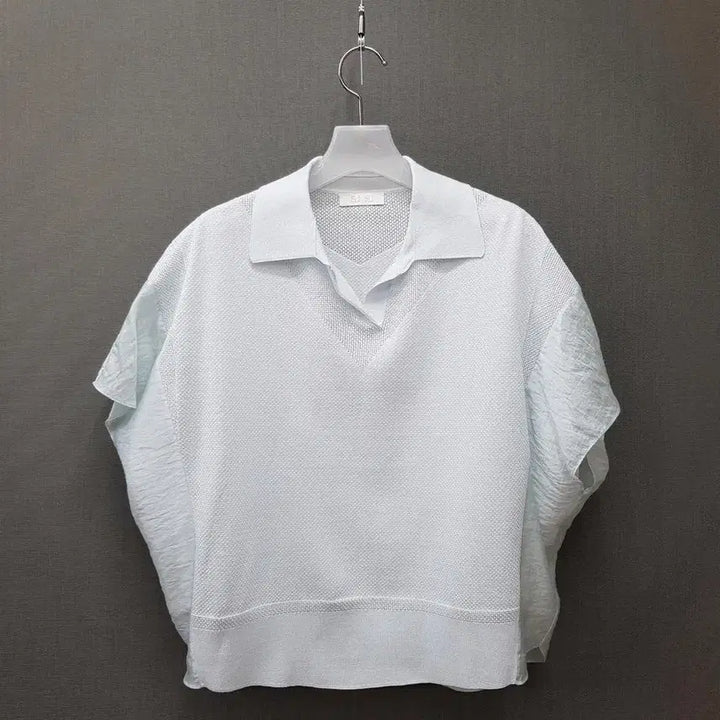 [BUNJANG] SJSJ Textured Block Johnny Collar Knit Top / 한섬 SJSJ 2024 텍스처 블록 조니 칼라 니트 F사이즈
