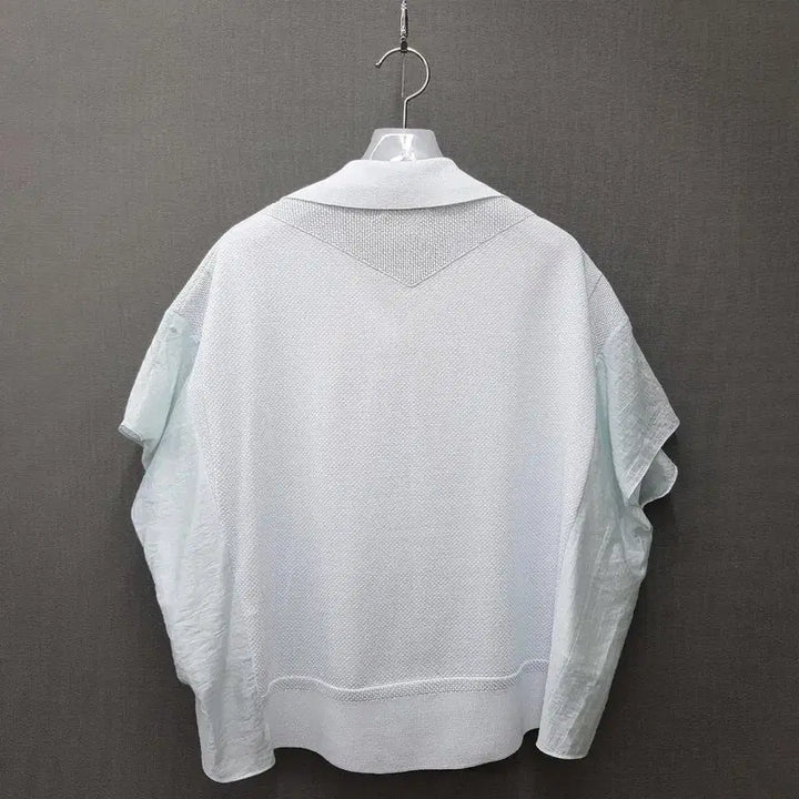 [BUNJANG] SJSJ Textured Block Johnny Collar Knit Top / 한섬 SJSJ 2024 텍스처 블록 조니 칼라 니트 F사이즈