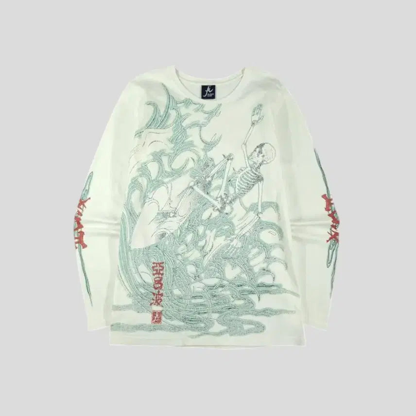 [BUNJANG] ALOHA SURF White Light Green Red Skull Surfer Shirt / 아디다스 골프 00s 블랙 네온형광 로고 라이닝 이너메쉬 리플렉티브 체스