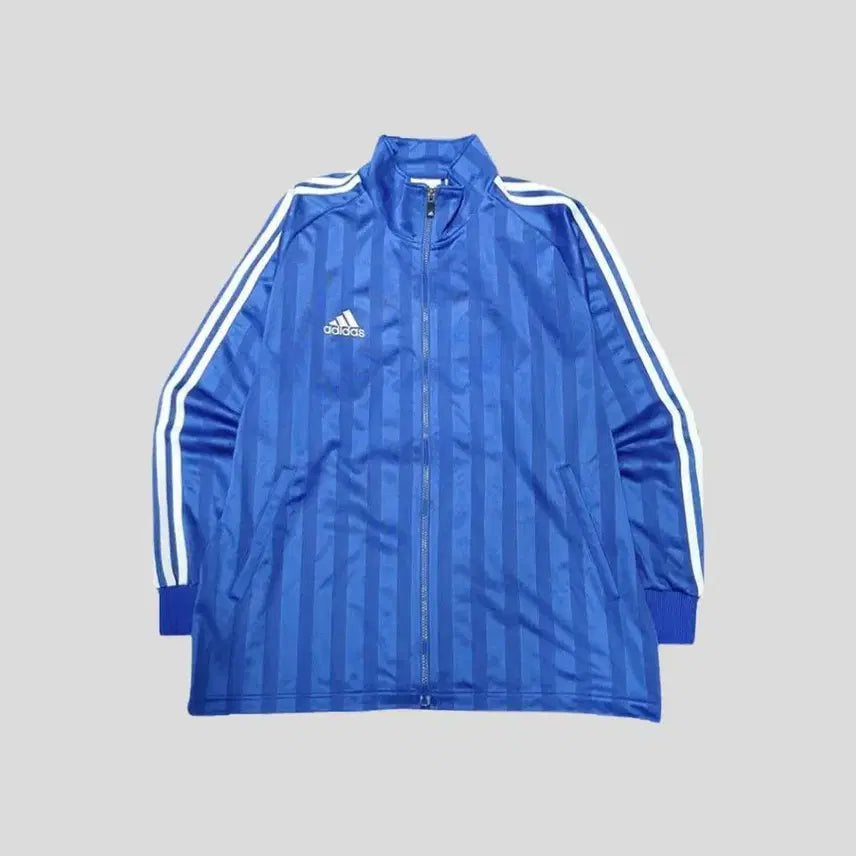 [BUNJANG] Adidas 00s Blue White Striped Pattern Raglan Shirt / 나이키 화이트 네이비 네온오렌지 배색 스우시 로고 라이닝 레글런 루즈핏