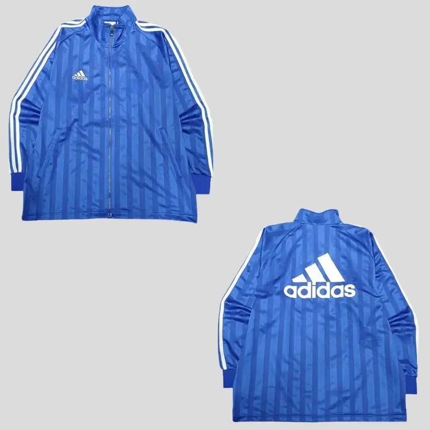 [BUNJANG] Adidas 00s Blue White Striped Pattern Raglan Shirt / 나이키 화이트 네이비 네온오렌지 배색 스우시 로고 라이닝 레글런 루즈핏