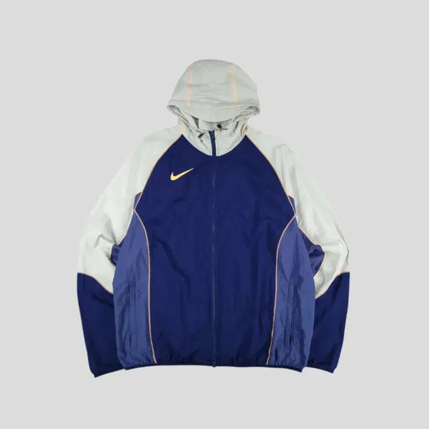 [BUNJANG] Adidas 00s Blue White Striped Pattern Raglan Shirt / 나이키 화이트 네이비 네온오렌지 배색 스우시 로고 라이닝 레글런 루즈핏