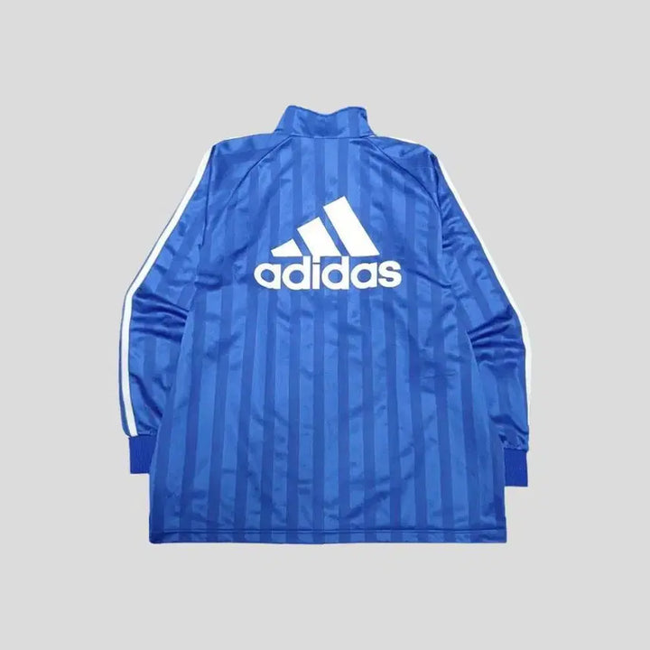 [BUNJANG] Adidas 00s Blue White Striped Pattern Raglan Shirt / 나이키 화이트 네이비 네온오렌지 배색 스우시 로고 라이닝 레글런 루즈핏
