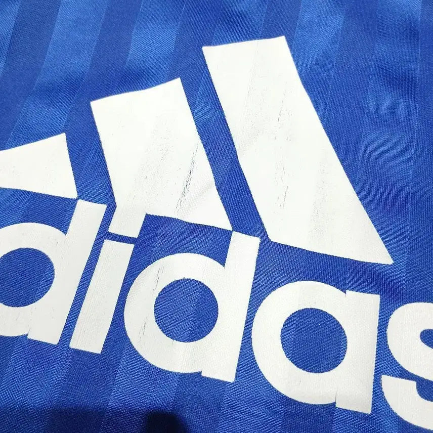 [BUNJANG] Adidas 00s Blue White Striped Pattern Raglan Shirt / 나이키 화이트 네이비 네온오렌지 배색 스우시 로고 라이닝 레글런 루즈핏