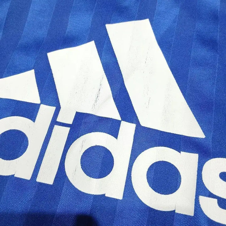 [BUNJANG] Adidas 00s Blue White Striped Pattern Raglan Shirt / 나이키 화이트 네이비 네온오렌지 배색 스우시 로고 라이닝 레글런 루즈핏