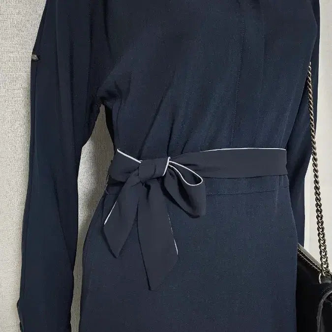 [BUNJANG] 2ME Navy Button-Down Waist Band Dress / 2ME 상태굿 남색 허리 밴드 단추 원피스..