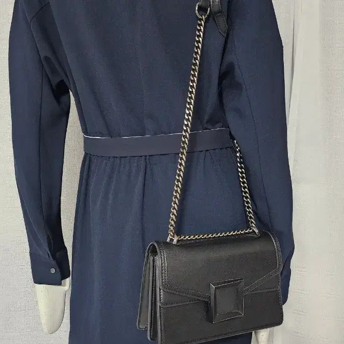 [BUNJANG] 2ME Navy Button-Down Waist Band Dress / 2ME 상태굿 남색 허리 밴드 단추 원피스..