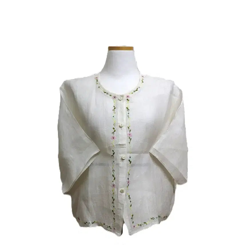 [BUNJANG] Z956 Embroidered Ramie Shirt (Women&