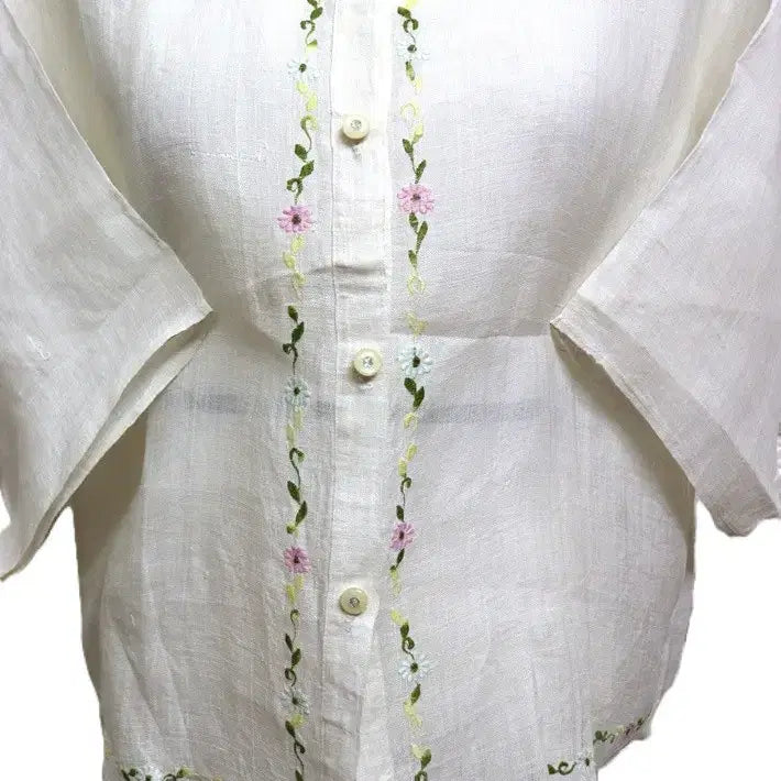 [BUNJANG] Z956 Embroidered Ramie Shirt (Women&