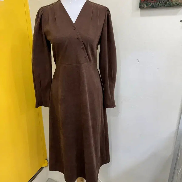 [BUNJANG] Yanssertin Brown Wrap Style Long Dress L / 얀써틴 브라운 랩스타일 원피스 L /롱원피스 허리끈/데이트룩 출근룩