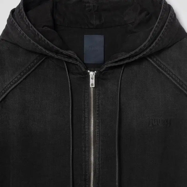 [BUNJANG] Juun.J Denim Double Layered Hooded Zip-up - Ash / 준지 데님 더블 레이어드 후드 집업 - 애쉬