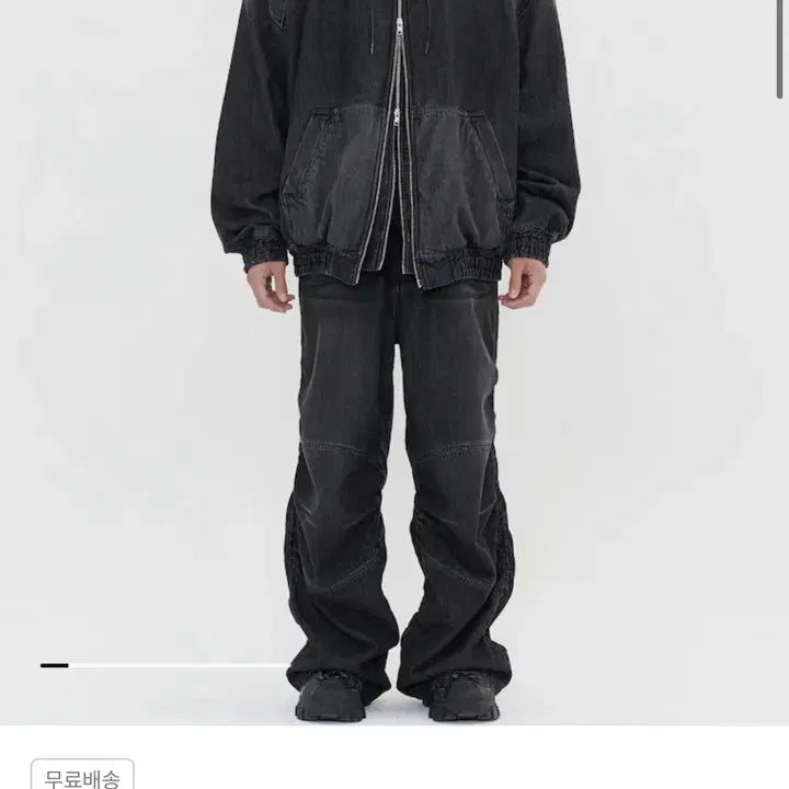 [BUNJANG] Juun.J Denim Double Layered Hooded Zip-up - Ash / 준지 데님 더블 레이어드 후드 집업 - 애쉬