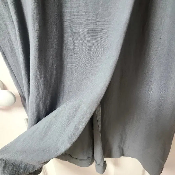 [BUNJANG] Long Sleeve Long Dress Blue Gray / 긴팔 롱 원피스 허리 스트링 블루 그레이